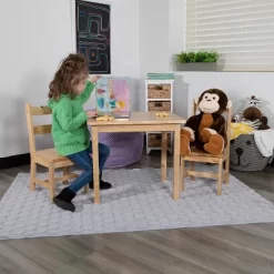 Flash Furniture Kids Solid Hardwood Table And Chair Set For Playroom, Bedroom, Kitchen - 3 Piece Set 24 Flash Furniture Kids Solid Hardwood Table And Chair Set For Playroom, Bedroom, Kitchen - 3 Piece Set -Children Peripherals GUEST c332eb87 9596 4c06 bec1 c0d07457e3a8 1