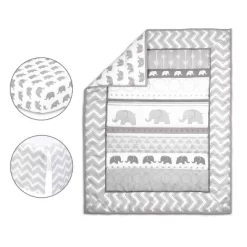 The Peanutshell Elephant Walk Baby Crib Bedding Set - 3pc