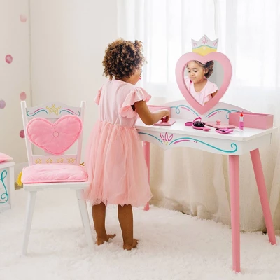 Princess Vanity Table And Chair Set - WildKin 1 Princess Vanity Table And Chair Set - WildKin