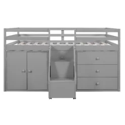 Full Size Functional Loft Bed With Cabinets And Drawers, Hanging Clothes At The Back Of The Staircase-ModernLuxe -Children Peripherals GUEST c3faecc1 4922 42ba 934e c4dbb25f33cb