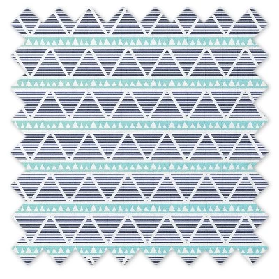 Bacati - Liam Large Triangles Aqua Navy Muslin 3 Pc Toddler Bed Sheet Set 5 Bacati - Liam Large Triangles Aqua Navy Muslin 3 Pc Toddler Bed Sheet Set - Image 5