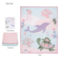Lambs & Ivy Sea Dreams 3-Piece Dolphin/Turtle Nautical Baby Crib Bedding Set -Children Peripherals GUEST c65b4608 81ad 4cf3 9540 100907e7b6c8