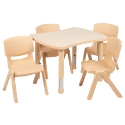 Emma And Oliver 21.875"W X 26.625"L Rectangular Plastic Height Adjustable Activity Table Set With 4 Chairs -Children Peripherals GUEST c8079485 a1de 4e59 8363 3db8b69d61b1