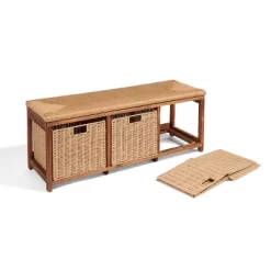 Badger Basket Kid's Storage Bench With Woven Top And Baskets Brown -Children Peripherals GUEST c8f0260f 4022 4d68 85c8 39ffbead22af