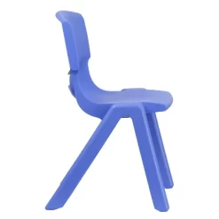 Emma And Oliver 4 Pack Blue Plastic Stack School Chair With 15.5"H Seat, 3rd-7th School Chair -Children Peripherals GUEST c9711bc6 20e4 40f0 a993 4f65b94d8b9f 1