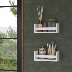 2pk Kids' 10" Floating Wall Mount Bookshelf Set White - RiverRidge Home -Children Peripherals GUEST ca0c00c6 c615 497b a352 7e136e7c6dc7