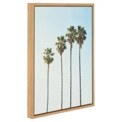Palm Trees Framed Canvas Art Natural (24"x18") - Uniek