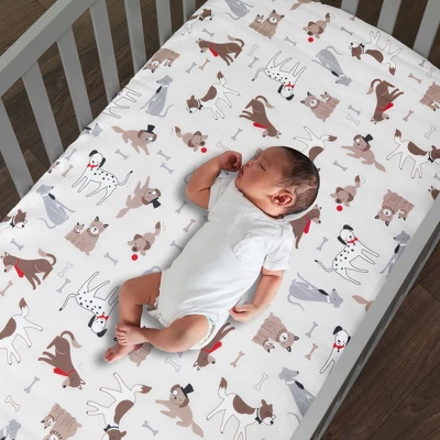 Lambs & Ivy Bow Wow Gray/Tan Dog/Puppy Nursery 3-Piece Baby Crib Bedding Set 3 Lambs & Ivy Bow Wow Gray/Tan Dog/Puppy Nursery 3-Piece Baby Crib Bedding Set - Image 3