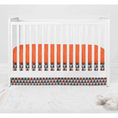 Bacati - Playful Fox Orange Gray 6 Pc Crib Bedding Set With Long Rail Guard Cover 6 Bacati - Playful Fox Orange Gray 6 Pc Crib Bedding Set With Long Rail Guard Cover - Image 6