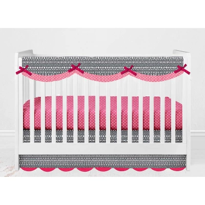 Bacati - Owls In The Woods Pink Fuschia Gray 10 Pc Crib Bedding Set With Long Rail Guard Cover 10 Bacati - Owls In The Woods Pink Fuschia Gray 10 Pc Crib Bedding Set With Long Rail Guard Cover - Image 10