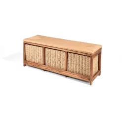 Badger Basket Kid's Storage Bench With Woven Top And Baskets Brown -Children Peripherals GUEST d765e007 48d0 434d acb4 316a34e73921