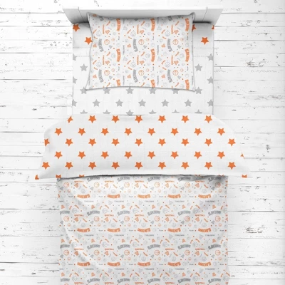 Bacati - Basketball Orange/Gray Muslin 4 Pc Toddler Bedding Set 4 Bacati - Basketball Orange/Gray Muslin 4 Pc Toddler Bedding Set - Image 4