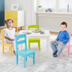 Costway 5 Piece Kids Wood Table Chair Set Activity Toddler Playroom Furniture Colorful -Children Peripherals GUEST d96cddb7 1661 47e3 a167 3fee9d07e7f7