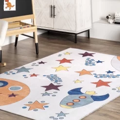 NuLOOM Leonie Outer Space Machine Washable Kids Area Rug -Children Peripherals GUEST da4aaa6f b164 4e9f a7e5 8b2727167618