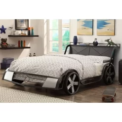 Wapiti Racer Car Youth Bed Silver/Gun Metal - MiBasics