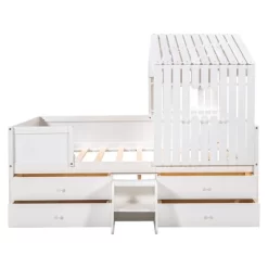 Full Size House Low Loft Bed With Four Drawers-ModernLuxe -Children Peripherals GUEST daf566ec 24b6 4fb4 9513 2de55d2fac96