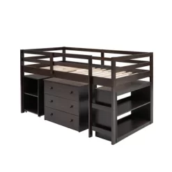 Low Twin Loft Bed With Cabinet And Rolling Portable Desk - ModernLuxe -Children Peripherals GUEST dbd98851 41c7 4e8c 84d2 993deb783322