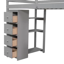 Twin Size Wooden Loft Bed With Storage Drawers, Desk And Shelves - ModernLuxe -Children Peripherals GUEST dc958390 b542 45ed ac1b 1e95e2a2ff06