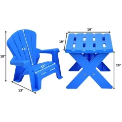 Costway Plastic Children Kids Table & Chair Set 3-Piece Play Furniture In/Outdoor Blue -Children Peripherals GUEST e05014ee e004 4925 888f 4597df4e725f