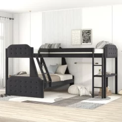 L-Shaped Twin Over Full Bunk Bed And Twin Loft Bed With Desk-ModernLuxe