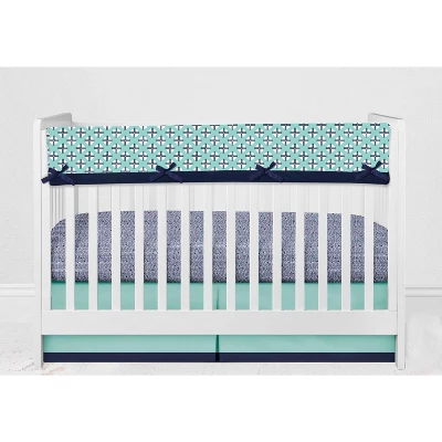 Bacati - Noah Mint Navy 10 Pc Crib Bedding Set With Long Rail Guard Cover 11 Bacati - Noah Mint Navy 10 Pc Crib Bedding Set With Long Rail Guard Cover - Image 11