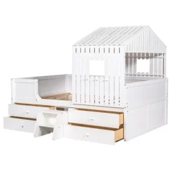 Full Size House Low Loft Bed With Four Drawers-ModernLuxe -Children Peripherals GUEST e921b5cd 111e 40b5 b5e8 dfc6507088aa