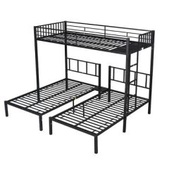 Twin Over Twin Metal Triple Bunk Bed With Ladder-ModernLuxe -Children Peripherals GUEST e950b4b8 1578 4a32 80fd 9c1dcef22ba5