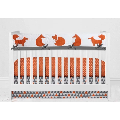 Bacati - Playful Fox Orange Gray 6 Pc Crib Bedding Set With Long Rail Guard Cover 8 Bacati - Playful Fox Orange Gray 6 Pc Crib Bedding Set With Long Rail Guard Cover - Image 8