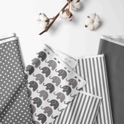 Bacati - Elephants White/Gray 3 Pc Crib Bedding Set