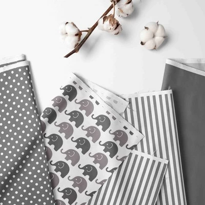 Bacati - Elephants White/Gray 3 Pc Crib Bedding Set 1 Bacati - Elephants White/Gray 3 Pc Crib Bedding Set