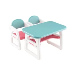 Costway 3-Piece Kids Table And Chair Set Toddler Activity Study Desk With Building Blocks -Children Peripherals GUEST ed94da55 eb9c 40ec 88b9 28994d3d1081