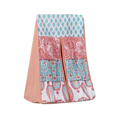Bacati - Paisley Sophia Coral Aqua 4 Pc Crib Bedding Set With Diaper Caddy 6 Bacati - Paisley Sophia Coral Aqua 4 Pc Crib Bedding Set With Diaper Caddy - Image 6