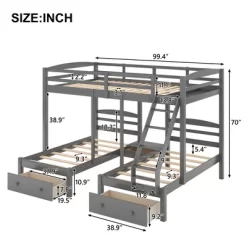 Full Over Twin & Twin Bunk Bed, Gray - ModernLuxe -Children Peripherals GUEST f17a7836 1fb9 4c01 82db 42a62d1ff019