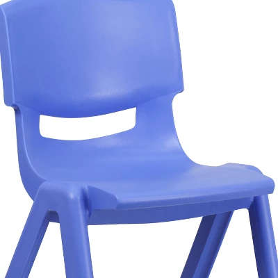 Flash Furniture 4 Pack Blue Plastic Stackable School Chair With 15.5'' Seat Height 4 Flash Furniture 4 Pack Blue Plastic Stackable School Chair With 15.5'' Seat Height - Image 4