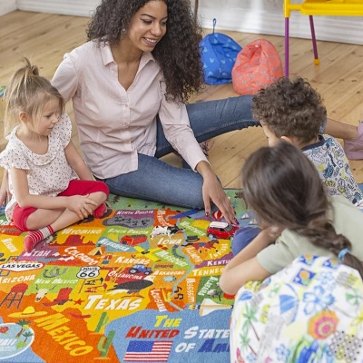 KC CUBS Boy & Girl Kids USA United States Map Educational Learning & Fun Game Play Area Non Slip Nursery Bedroom Classroom Rug Carpet 4 KC CUBS Boy & Girl Kids USA United States Map Educational Learning & Fun Game Play Area Non Slip Nursery Bedroom Classroom Rug Carpet - Image 4
