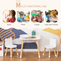 Qaba Kids Table And Chair Set For Arts, Meals, Lightweight Wooden Homework Activity Center, Toddlers Age 3+, White -Children Peripherals GUEST f65fa918 e1d8 4a0b b3de 89a46b3a22b5