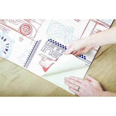 Disney Pixar Cars Schematic Peel And Stick Wallpaper Red/Blue - RoomMates 3 Disney Pixar Cars Schematic Peel And Stick Wallpaper Red/Blue - RoomMates - Image 3