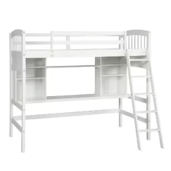 Twin Size Loft Bed With Storage Shelves, Desk And Ladder - ModernLuxe 10 Twin Size Loft Bed With Storage Shelves, Desk And Ladder - ModernLuxe -Children Peripherals GUEST f9232fe3 f468 4368 a9af d3f9087a1af1