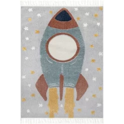 NuLOOM Journee Rocket Ship High-Low Kids Tasseled Area Rug -Children Peripherals GUEST f960a335 5ca9 4ef7 a49d 13df8fdd92c5