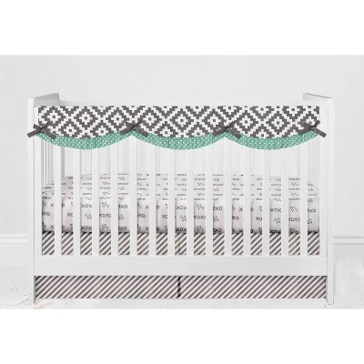 Bacati - Love Gray Mint 10 Pc Crib Bedding Set With Long Rail Guard Cover 8 Bacati - Love Gray Mint 10 Pc Crib Bedding Set With Long Rail Guard Cover - Image 8