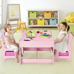 Costway 3 In 1 Kids Wood Table Chairs Set W/ Storage Box Blackboard Drawing Pink 12 Costway 3 In 1 Kids Wood Table Chairs Set W/ Storage Box Blackboard Drawing Pink -Children Peripherals GUEST fa4ce518 1666 4559 9699 6cc6519afc5d 1