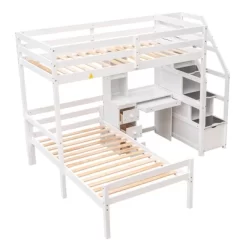 Twin Size Loft Bed With Separate Bed, Staircase For Storage, Desk, Shelves And Drawers - ModernLuxe 14 Twin Size Loft Bed With Separate Bed, Staircase For Storage, Desk, Shelves And Drawers - ModernLuxe -Children Peripherals GUEST fa7b5471 a599 4429 8594 1bcc1ea84593