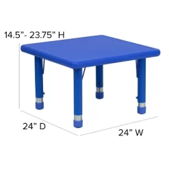 Emma And Oliver 24" Square Plastic Height Adjustable Activity Table -Children Peripherals GUEST fdf2af50 b140 476f ba13 f682a8c6f169
