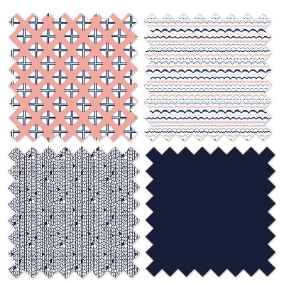 Bacati - Olivia Coral Navy 10 Pc Girls Crib Bedding Set With 2 Crib Fitted Sheets 2 Bacati - Olivia Coral Navy 10 Pc Girls Crib Bedding Set With 2 Crib Fitted Sheets - Image 2